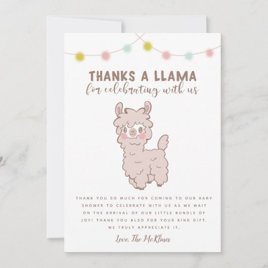 Bedankt A Llama Genderneutraal Baby shower (Voorkant)