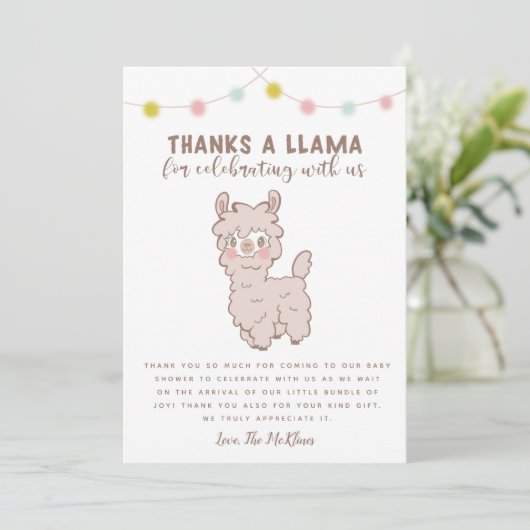 Bedankt A Llama Genderneutraal Baby shower (Staand voorkant)