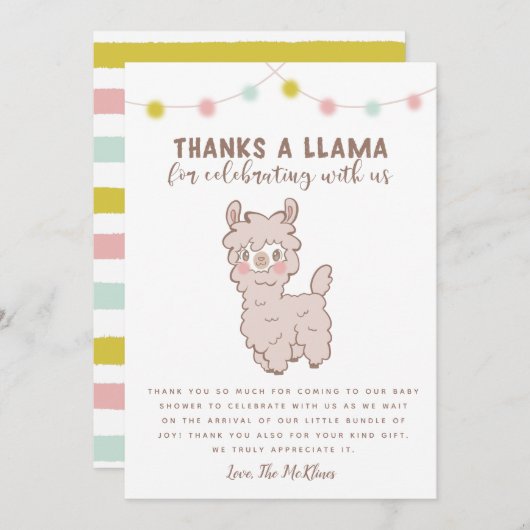 Bedankt A Llama Genderneutraal Baby shower (Voorkant / Achterkant)