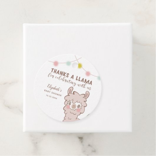 Bedankt A Llama Schattige Baby shower Bedankjes Labels (In situ)