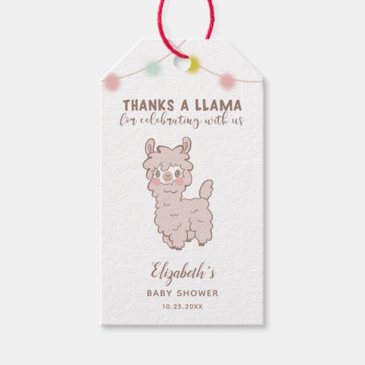 Bedankt A Llama Schattige Baby shower Favor Cadeaulabel (Voorkant)