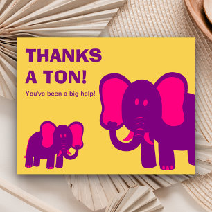 Bedankt A Ton Cute Pink Elephants Hartelijk dank Briefkaart