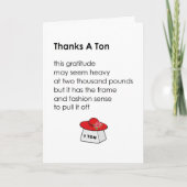 Bedankt A Ton - een leuk dankgedicht (Voorkant)