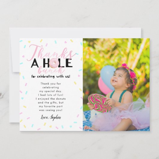 Bedankt A Whole Bunch Donut Birthday Party Foto (Voorkant)