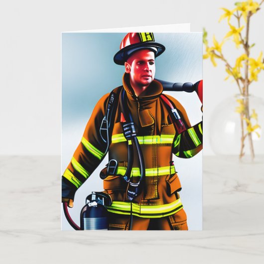 Bedankt aan een Firefighter Custom Bericht Kaart (Gele Bloem)