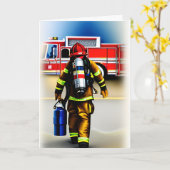 Bedankt aan een Firefighter Custom Bericht Kaart (Gele Bloem)