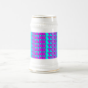 Bedankt aan haar : Cute Girly Pink Cyan Hartelijk Bierpul