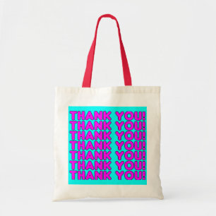 Bedankt aan haar : Cute Girly Pink Cyan Hartelijk  Tote Bag