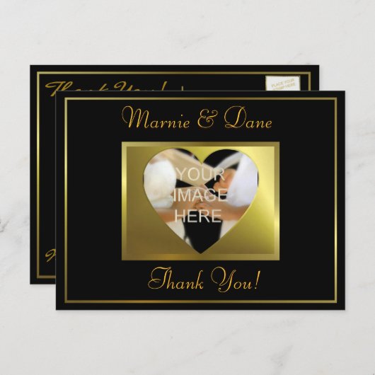 Bedankt aan het Briefkaart| Golden Black Collectie Briefkaart (Voorkant / Achterkant)