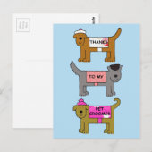Bedankt aan Pet Groomer Cartoon Dogs Briefkaart (Voorkant / Achterkant)