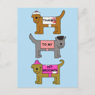 Bedankt aan Pet Groomer Cartoon Dogs Briefkaart
