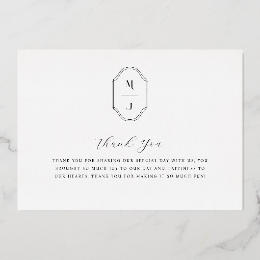 Bedankt Aangepaste monogram voor script 3 Foto Folie Uitnodiging (Achterkant)