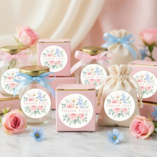 Bedankt Aangepaste Ronde Sticker met Roze Rozen