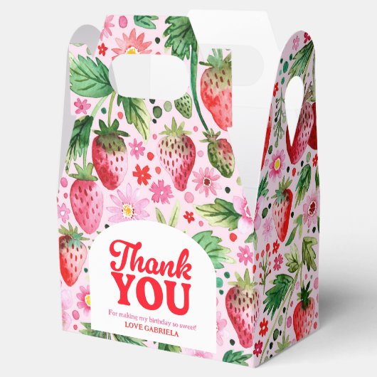 Bedankt aardbeien eerste verjaardag bedankdoosjes (Geopend)