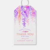 Bedankt abstracte  bruiloft paars sinaasappel cadeaulabel (Voorkant)