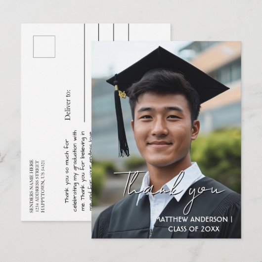 Bedankt afstuderen aangepaste foto 3 Briefkaart (Voorkant / Achterkant)