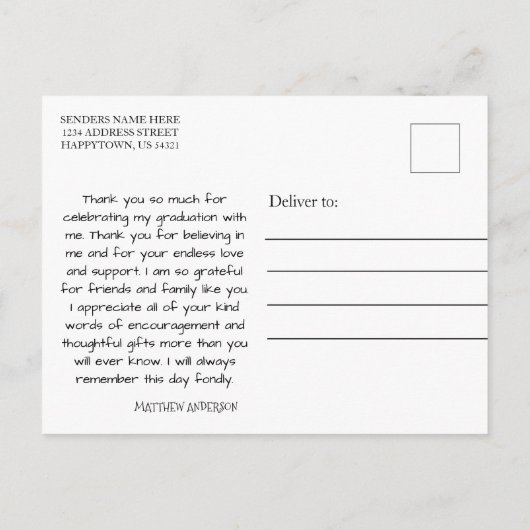 Bedankt afstuderen aangepaste foto 3 Briefkaart (Achterkant)