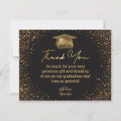 Bedankt afstuderen Black Golden Glitters Sparkle Kaart (Voorkant)