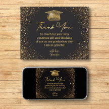 Bedankt afstuderen Black Golden Glitters Sparkle