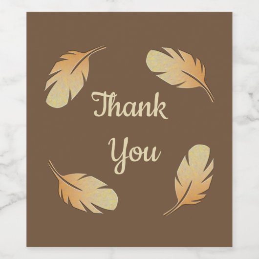 Bedankt Algemene waardering Veer Patroon Wijn Etiket (Enkel label)