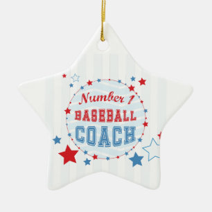 Bedankt Alle sterren Baseball, Red, Blue Stripes Keramisch Ornament