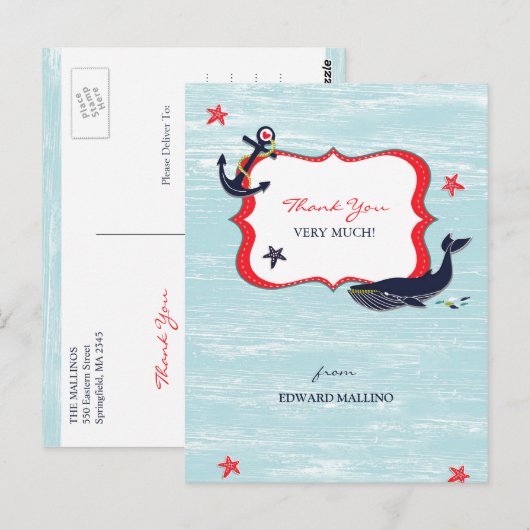 Bedankt Anchor Whale Briefkaart (Voorkant / Achterkant)