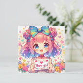 Bedankt Anime meisje kaart (Staand voorkant)