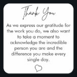 Bedankt appreciatie Administratieve professionals Vierkante Sticker<br><div class="desc">schattig dank u aangepaste Berichtsticks om in elke doos als geschenken te plaatsen,  cadeau voor de week van de Dag van de Administratieve Professionals Week Maand Aan assistent secretaris,  medewerker,  corporate appreciatie geschenken ideeën voor het vieren van feestdagen Kerstmis,  Office Manager Day,  admin prof,  als secretarissen Dag,  April</div>