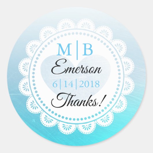 Bedankt Aqua Blue Persoonlijke Weddenschappen Ronde Sticker (Voorkant)