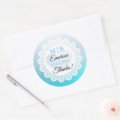 Bedankt Aqua Blue Persoonlijke Weddenschappen Ronde Sticker (Envelop)