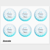 Bedankt Aqua Blue Persoonlijke Weddenschappen Ronde Sticker (Vel)