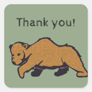 Bedankt Artistic Grizzly Brown Beer Vierkante Sticker