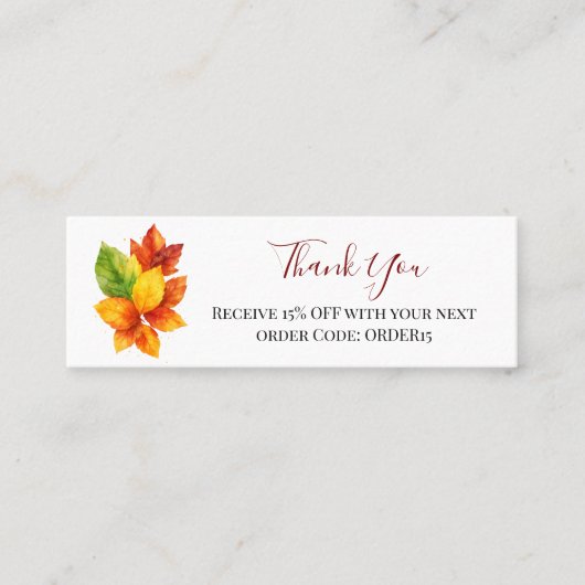 Bedankt Autumn Artistieke kortingscode QR Invoegen Mini Visitekaartje (Voorkant)
