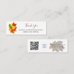 Bedankt Autumn Artistieke kortingscode QR Invoegen Mini Visitekaartje