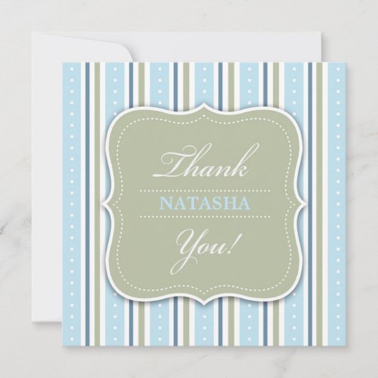 Bedankt Baby Boy Shower Flat Kaart (Voorkant)