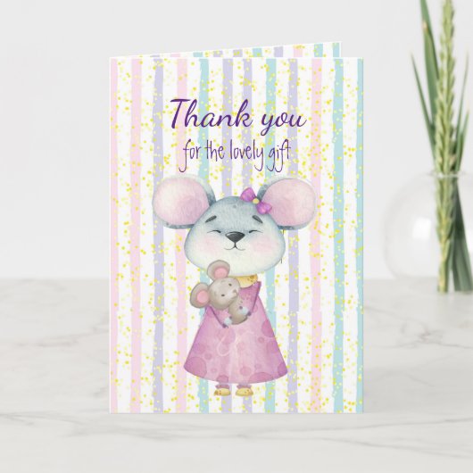 Bedankt Baby Cadeau Leuk Cute Muis Dier Kaart (Voorkant)