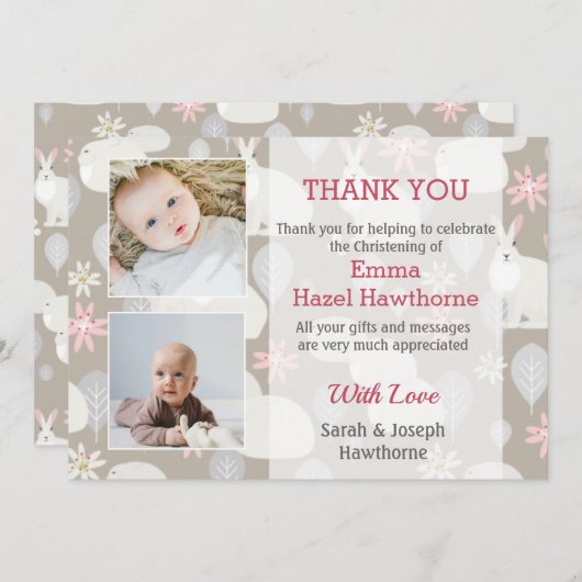 "Bedankt" Baby Celebration Custom Photo Feestdagenkaart (Voorkant / Achterkant)