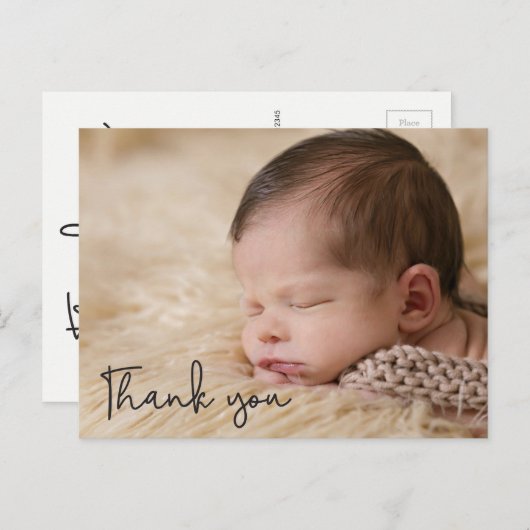 Bedankt Baby Geboorte Aankondiging Script tekst Briefkaart (Voorkant / Achterkant)