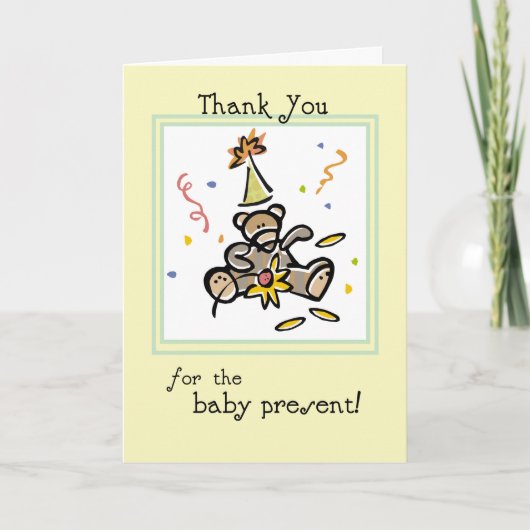 Bedankt Baby Gift, Geel, Teddy Bear (Voorkant)