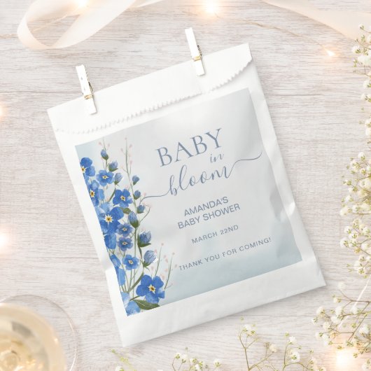 Bedankt Baby in Bloom Boy Blue Floral Shower Bedankzakje (Geknipt)