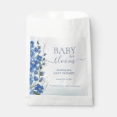 Bedankt Baby in Bloom Boy Blue Floral Shower Bedankzakje (Voorkant)