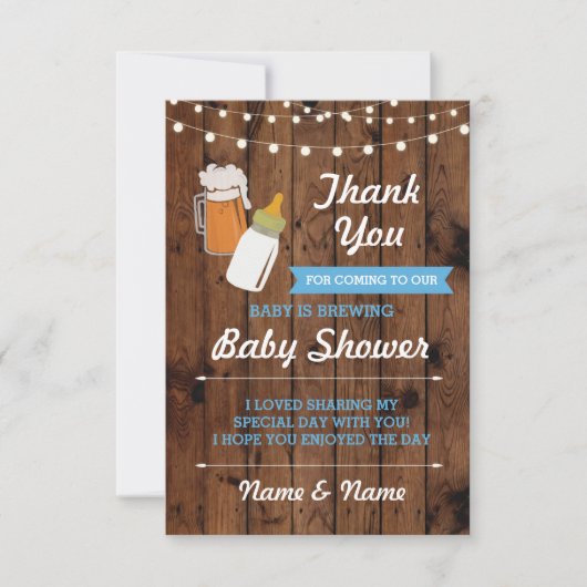 Bedankt Baby shower Beer Brewing Boy Blue Kaart (Voorkant)