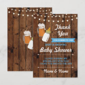 Bedankt Baby shower Beer Brewing Boy Blue Kaart (Voorkant / Achterkant)
