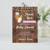 Bedankt Baby shower Beer Brewing Pink Girl Kaart (Staand voorkant)