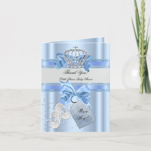 Bedankt Baby shower Boy Blue Little Prince 3a (Voorkant)