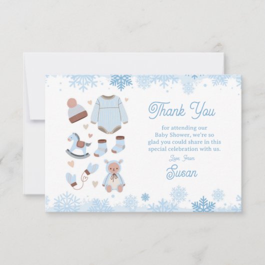 Bedankt Baby shower Cold Buiten Snow Blue Boy (Voorkant)