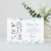 Bedankt Baby shower Cold Buiten Snow Blue Boy (Staand voorkant)