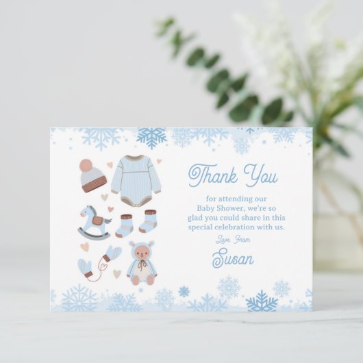 Bedankt Baby shower Cold Buiten Snow Blue Boy (Staand voorkant)