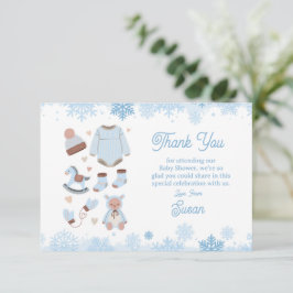 Bedankt Baby shower Cold Buiten Snow Blue Boy