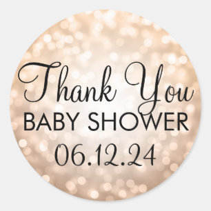Bedankt Baby shower Copper Glitter Lights Ronde Sticker